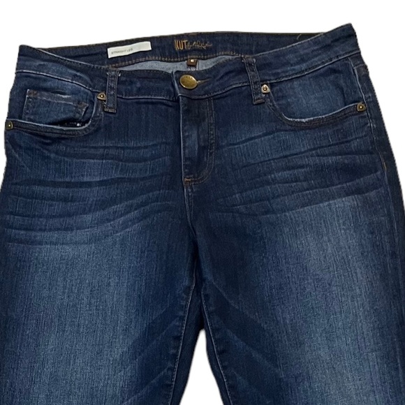Kut from the Kloth Dark Wash Straight Leg Cuffed Hem Cropped Jeans Sz 6 - Picture 4 of 10